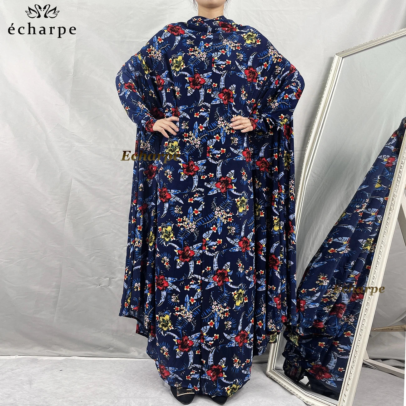 1 Pieces Muslim Hijabs Dress Women's Prayer Garment Dubai Abaya Arab Jibab Islam Flowers Djellaba Femmel Khimar Caftan Clothes