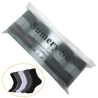 5 Pairs/Lot Socks Men Cotton Running Casual Thick Solid Compression Breathable Outdoor Travel Long High Crew Sock Male 4 Styles