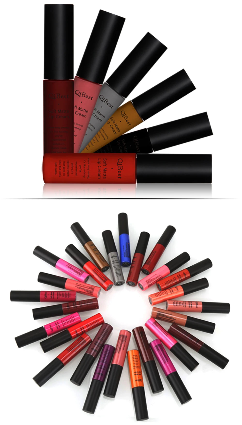 Matte Liquid Lipstick Waterproof Long Lasting Velvet Lip Gloss Tint Tube Matte Nude Pigment Red Black Makeup Cosmetics Lipsticks.