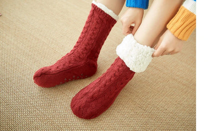 Womens Fuzzy Thermal Sock Plush Grip Hemp Winter Soft Female Home Indoor Warm Bedroom Non slip fluffy Thick Slipper Floor Sock.