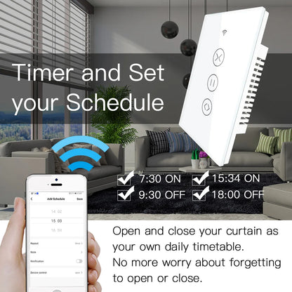US EU WiFi RF433 Smart Touch Vorhang Rollos Motorschalter Tuya Smart Life App Fernbedienung Funktioniert mit Alexa Google Home.