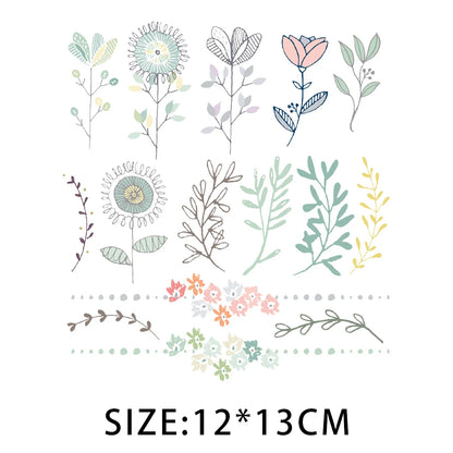 Cartoon Pflanze Blumen Aufkleber Wärmeübertragung PVC Patch Hitzeempfindliche Patches Bügelaufkleber auf Kleidung DIY Applikationen