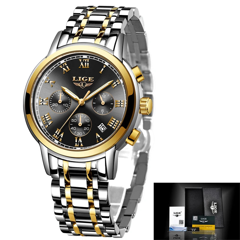 LIGE 2024 New Fashion Women Watches Ladies Top Brand Luxury Creative Steel Women Bracelet Watches Female Quartz Waterproof Watch