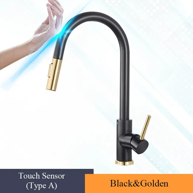 Pull Out Touch Sensor Kitchen Faucet 360 Rotation Smart Kitchen Faucet Sensor Tap Faucet Single Handle Mixer Tap