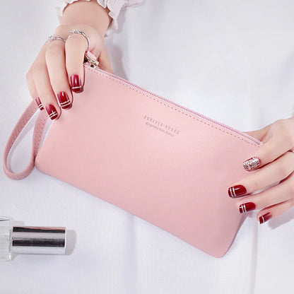 New mobile phone bag female long zipper coin purse female Korean version of pure color wild card bag mobile phone bag wallet.