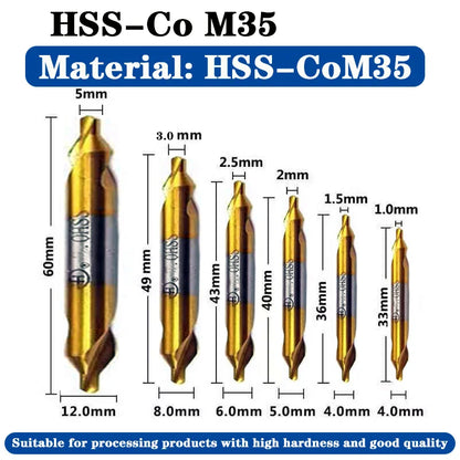 Hss Mittel bohrer für Metall 6 stücke Mittel bohrer Set Bohrloch zentrieren Bohrer Fräser Bohrer Set m35 Cen terin for bohren