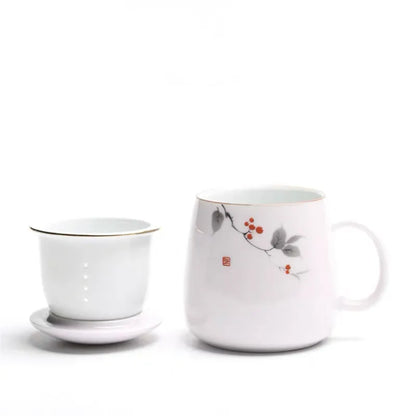 Ceramic Filter Teacup Simple Large Capacity Couple Drinkware Household Coffee Mug with Lid Porcelain Office Tea Separation Cup.