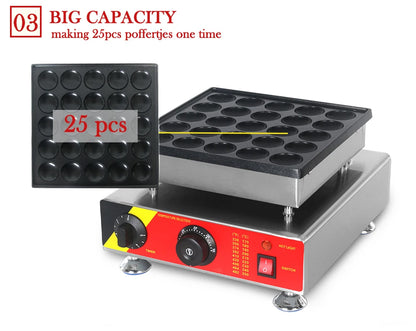ITOP Mini Poffertjes Maker Mini Pancake Waffle Muffin Machine 25 Holes Commercial 800W Non-stick, Fast Heating, Heavy Duty.