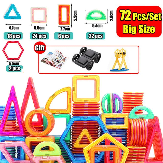 30-168PCS Medium Size Magnetic Building Blocks Magnet Designer Construction Set Montessori Educational Toys For Kids Gifts