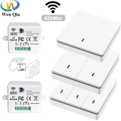 Wireless Smart Switch Licht 433 Mhz RF 86 Wand Panel Schalter mit Fernbedienung Mini Relais Empfänger 220 V Hause led Licht Lampe Fan.