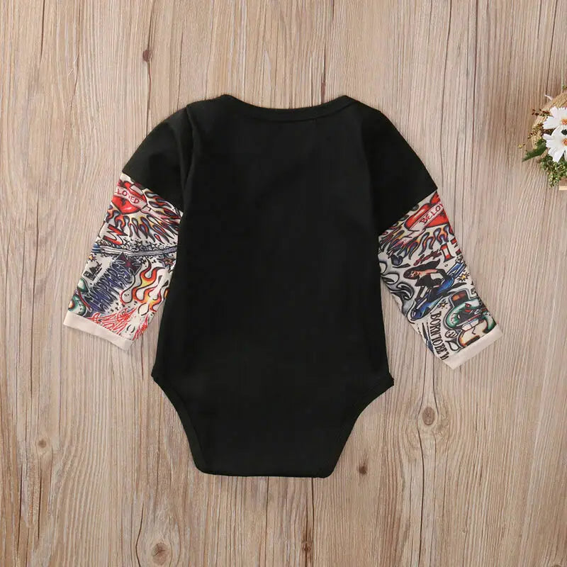 Baby Body Jungen Mädchen Tattoo Gedruckt Patchwork Overall Neugeborenen Kostüm Casual Outfits Kleinkind Kleinkind Kinder Kleidung Bodys.