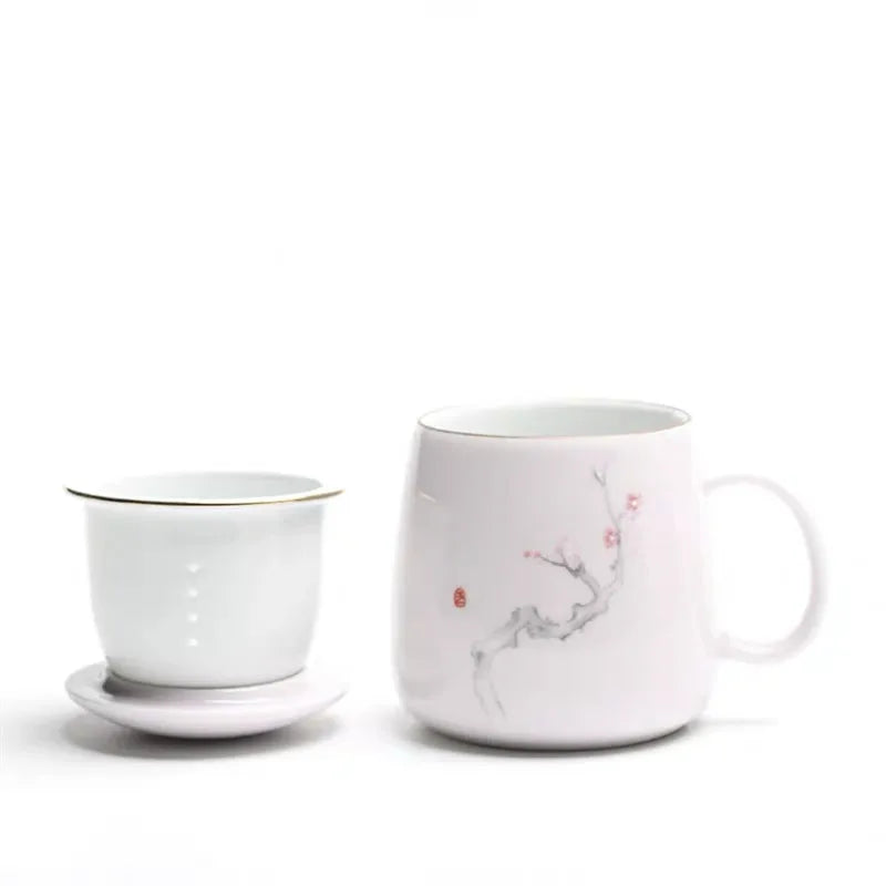 Ceramic Filter Teacup Simple Large Capacity Couple Drinkware Household Coffee Mug with Lid Porcelain Office Tea Separation Cup