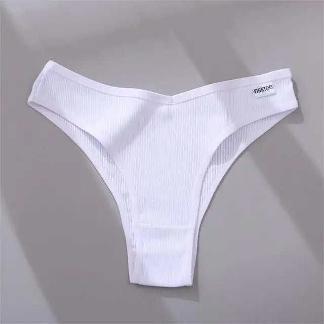 FINETOO 3/5Pcs Cotton Brazilian Panties Women's Panties Sexy V Waist T-Back Underwear Female Soft Underpants Lady Bikini Lingeri.