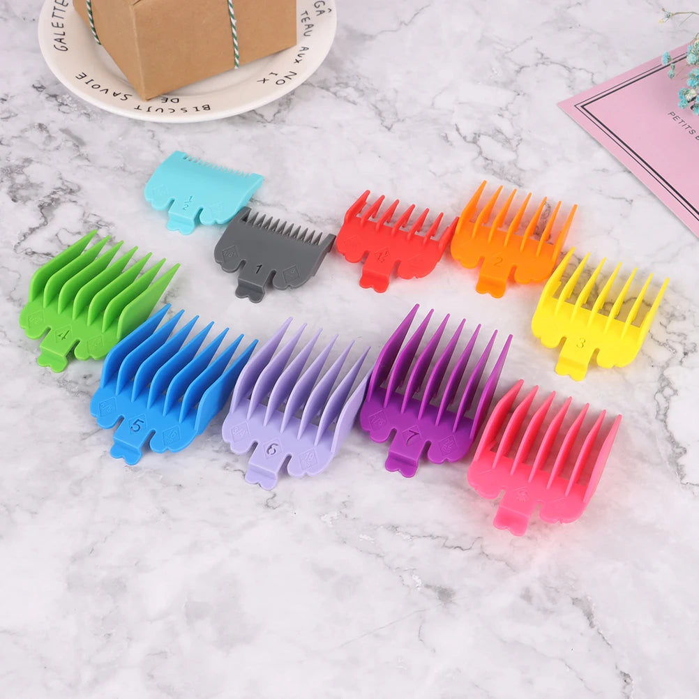 10pcs Hair Limit Comb Set Hair Clipper Guide Combs 1.5/3/4.5/6/10/13/16/19/22/25mm Cutting Guides for Whal Clippers Barber.