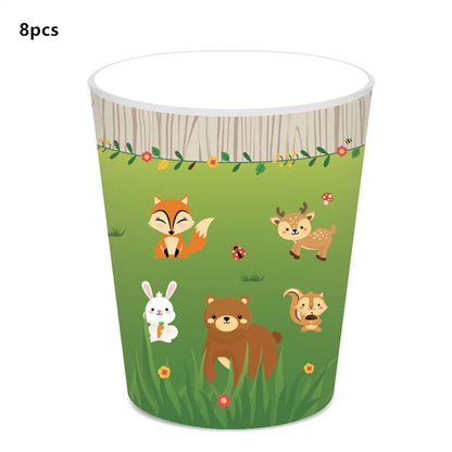 Dschungel Thema Partei Dekor Versorgung Einweg Geschirr Set Wald Tier Fuchs Hedgehog Ballon Baby Dusche Kid Geburtstag Kuchen Topper.