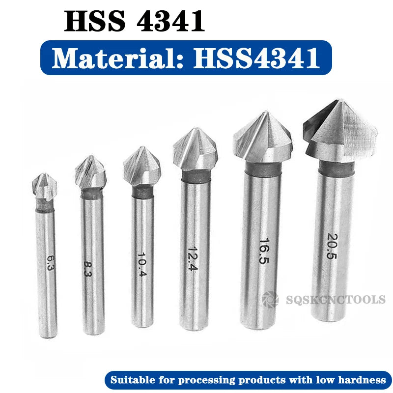 HSS Fasen Anfasen Cutter Schaftfräser Werkzeug Senker Bohrer Set Zu Holz Stell Fasen Cutter Power Tool 3 Flöte 90 grad