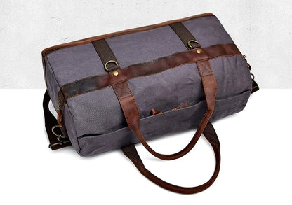 Wasserdichte gewachste Canvas Leder Herren Reisetasche Handgepäcktasche Handgepäck Große Tragetasche Vintage Herren Duffle Wochenendtasche große Übernachtung