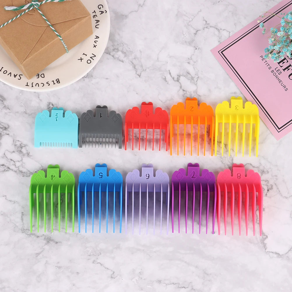 10pcs Hair Limit Comb Set Hair Clipper Guide Combs 1.5/3/4.5/6/10/13/16/19/22/25mm Cutting Guides for Whal Clippers Barber.