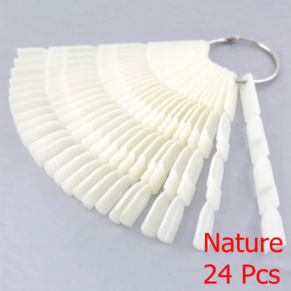 False Nail Tips fan Nature Clear Black 12/24/32/50 pcs/set Finger Full Card Nail Art Display Practice Polish all for Manicure.