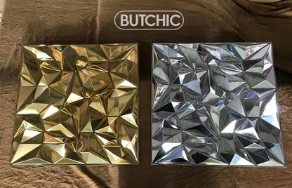 12 PCS 50x50cm car Metal plating color 3D Wall Panel gold luxurious electroplate 3D Wall Stickers Wedding party background wall