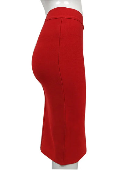 16 Colors High Quality Tight Pink Green Black Rayon Knee Length Bandage Skirt Night Club Party Skirt.