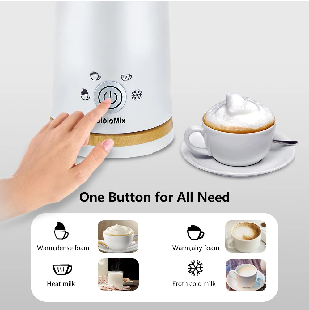 BioloMix NEW Automatic Hot and Cold Milk Frother Warmer for Latte, Foam Maker for Coffee, Hot Chocolates, Cappuccino.