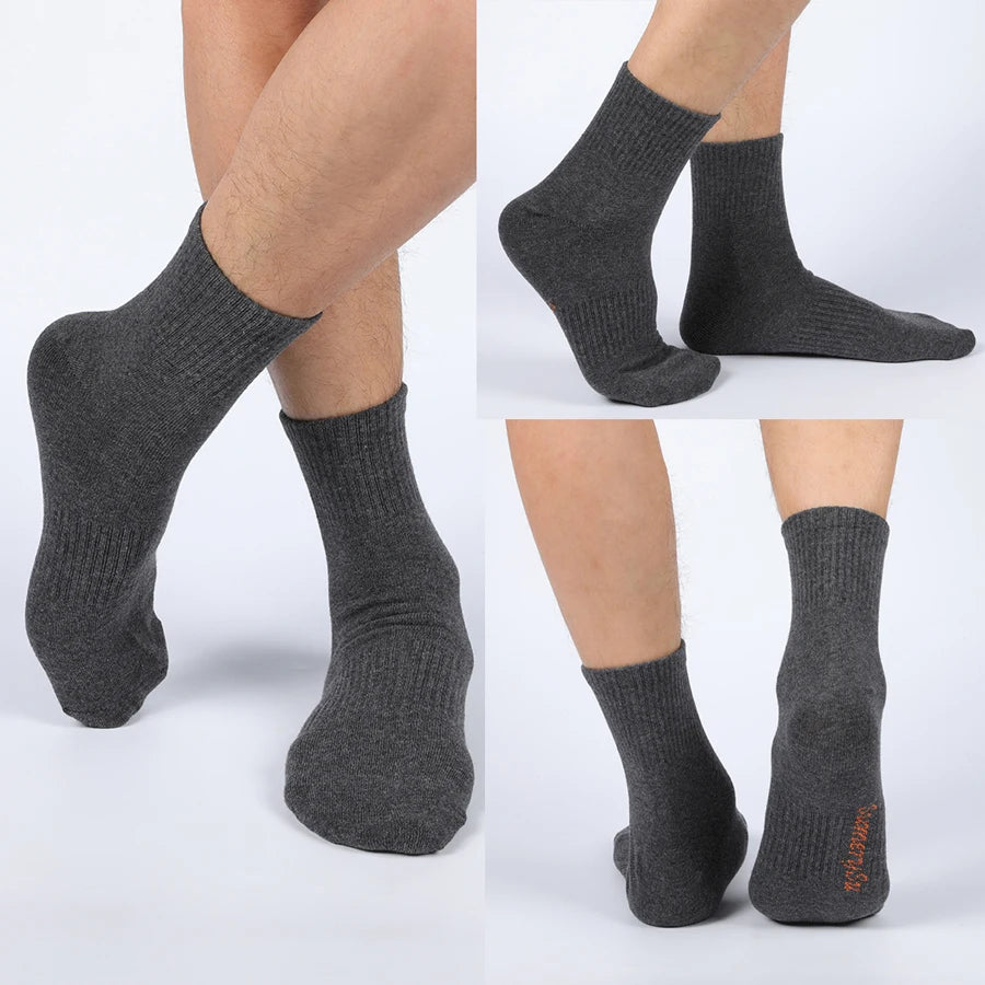 5 Pairs/Lot Socks Men Cotton Running Casual Thick Solid Compression Breathable Outdoor Travel Long High Crew Sock Male 4 Styles.