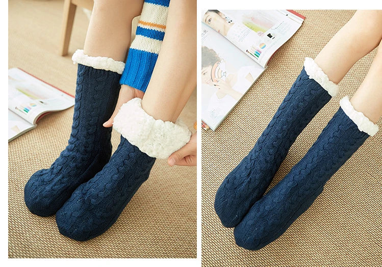 Womens Fuzzy Thermal Sock Plush Grip Hemp Winter Soft Female Home Indoor Warm Bedroom Non slip fluffy Thick Slipper Floor Sock.