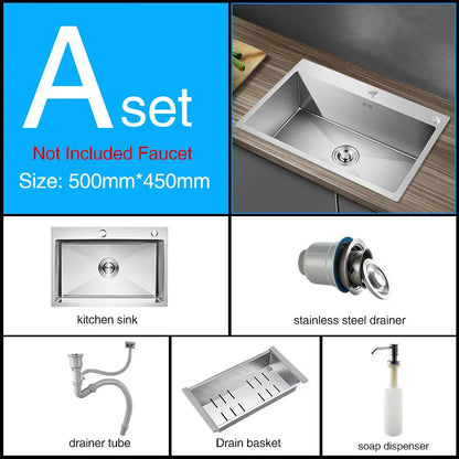 Kitchen sink lead-free austenitic handmade brushed 304 stainless steel 3mm thickness single bowl kitchen sink