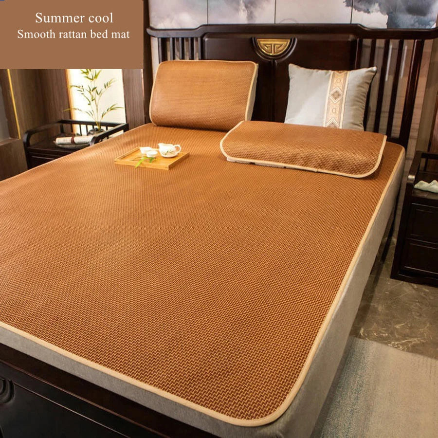 WOSTAR Summer bamboo rattan cooling mattress cool ice sleeping mat single double bed family cold sheet protection pad king size.