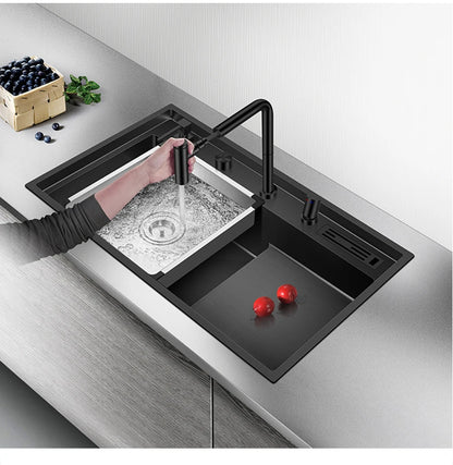ASRAS Nanometer Handmade Sinks 4mm Thickness 220mm Depth SUS 304 Stainless Steel Luxury Stepped Kitchen Sinks