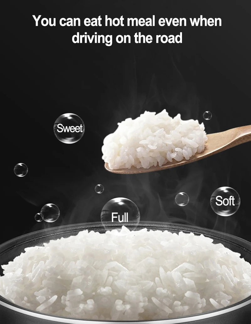 12V 24V Mini Car Rice Cooker 1.6L  car trucks electric soup porridge cooking machine food steamer warmer fast heating lunch box.