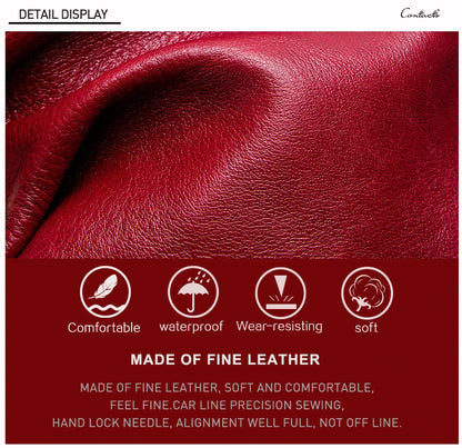 CONTACT'S Genuine Leather Short Wallets for Women Luxury Designer Coin Purse Female Money Clip Card Holder Customize Men Wallets