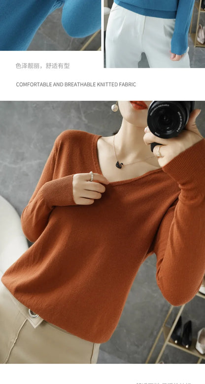 Frauen Pullover Herbst Winter V-ausschnitt Strickwaren Lange Hülse Lose Kaschmir Pullover Pullover Dame Günstige Qualität Jumper Gestrickte Tops