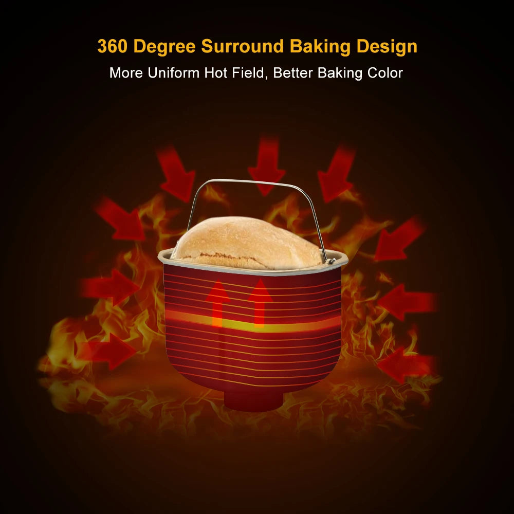 Biolomix Stainless Steel 1KG 19-in-1 Automatic Bread Maker 650W Programmable Bread Machine with 3 Loaf Sizes Fruit Nut Dispenser.