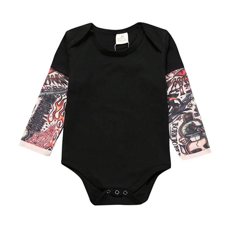 Baby-Bodys, Tattoos-Druck, Rock, 6–24 Monate, Baumwolle, langärmeliger Baby-Body.