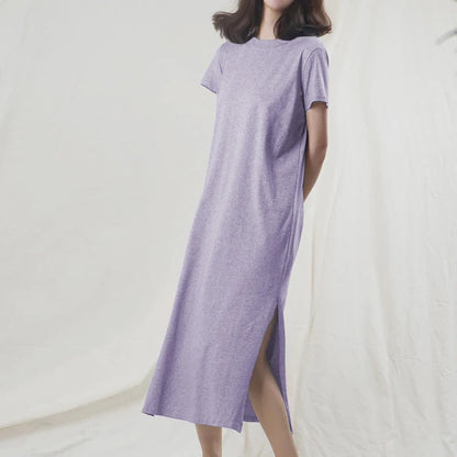 Casual 94 % Baumwolle Sommer frauen Kleider Solide Kurzarm Verschüttet Lange Midi Kleid Mode Sommerkleid Weibliche Kleidung, M30465