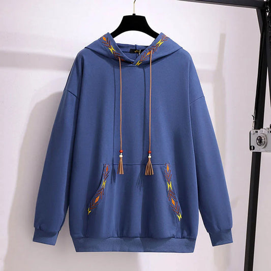 150Kg Plus Größe frauen Frühling Herbst Lose Mit Kapuze Stickerei Sweatshirt Büste 157cm 6XL 7XL 8XL 9XL 10XL lange-Ärmeln Casual Top