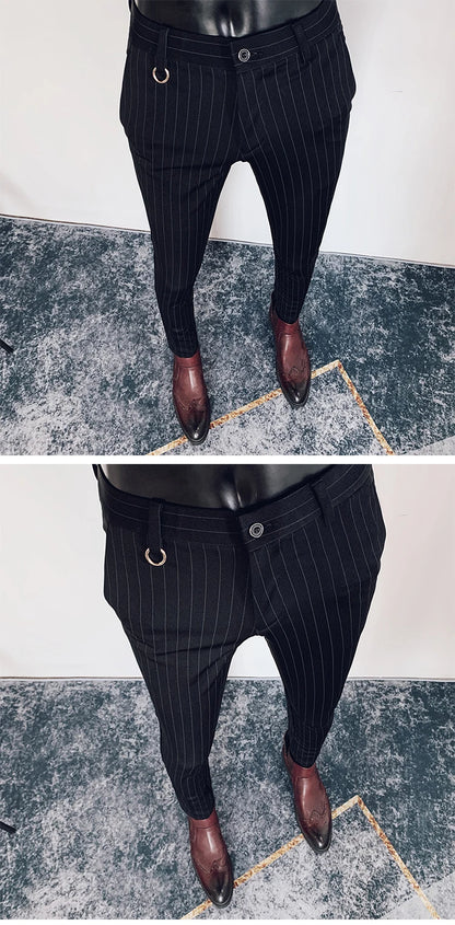 Men Suit Pants Formal Trousers Pantalone Hombre Stretch Slim Solid Color Casual Dress Full Length Pants Fashion New Men Clothing.