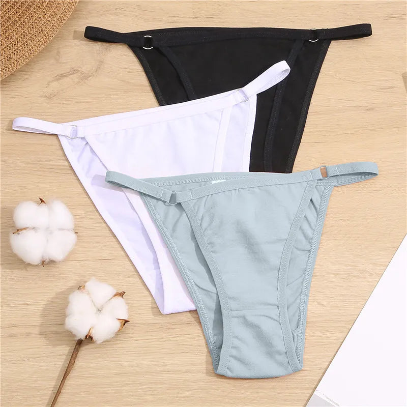 FINETOO 3Pcs/set Cotton Briefs Panties Women Sexy Low Waist Underwear M-2XL Ladies Cotton Underpants Soft Feamle Lingerie 2024