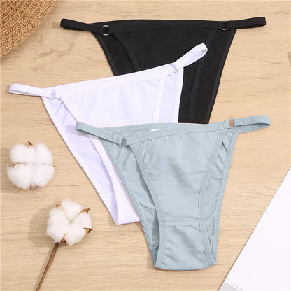 FINETOO 3Pcs/set Cotton Briefs Panties Women Sexy Low Waist Underwear M-2XL Ladies Cotton Underpants Soft Feamle Lingerie 2024
