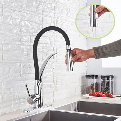 Kitchen Faucet Swivel Pull Down Black Hose Kitchen Sink Faucet Sink Tap Mounted Deck Bathroom Hot And Cold Water Mixer Crane