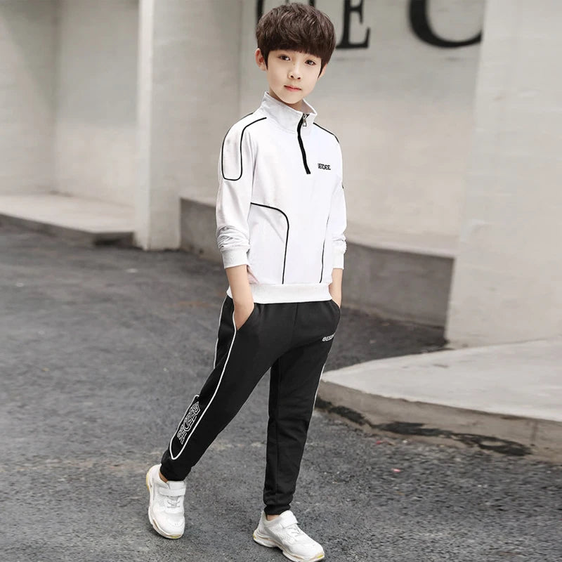Spring Autumn Teenager Boys Clothing Sets Child Fashion Letter Sweatshirt + Pants 2Pcs Kids Tracksuit 4 5 6 7 8 9 10 11 12 Years.
