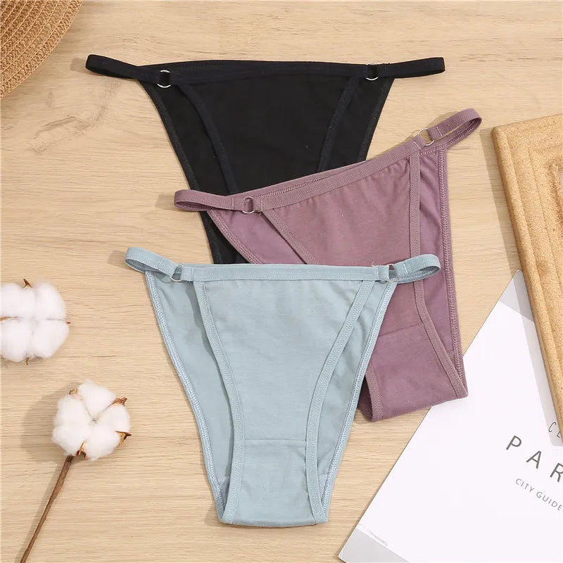 FINETOO 3Pcs/set Cotton Briefs Panties Women Sexy Low Waist Underwear M-2XL Ladies Cotton Underpants Soft Feamle Lingerie 2024