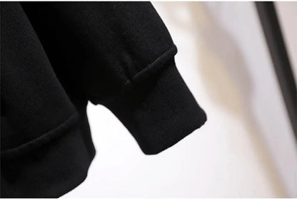 150Kg Plus Größe frauen Frühling Herbst Lose Mit Kapuze Sweatshirt Büste 154cm 6XL 7XL 8XL 9XL 10XL Lange hülse Gefälschte Zipper Top Schwarz