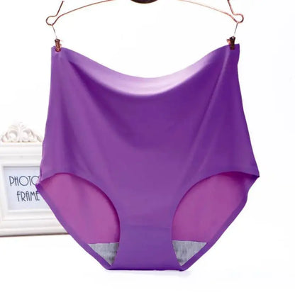 Women's underwear ice silk High waist Seamless Panties soft Lingerie Slimming Abdomen In Hip Lift plus size Breathable Briefs