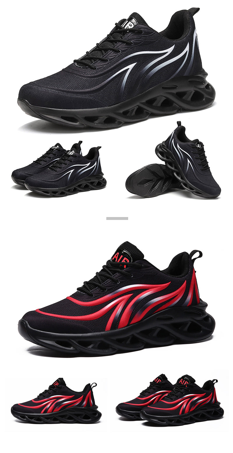 Men's Flame Printed Sneakers Flying Weave Sports Shoes Comfortable Running Shoes Outdoor Men Athletic Shoes.