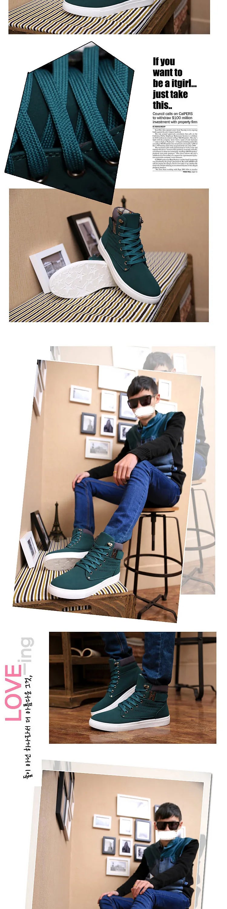 New Arrival Men's High Top Casual Shoes Spring/Autumn High Top Sneakers High Quality Retro Fashion Men Boots Zapatillas Hombre