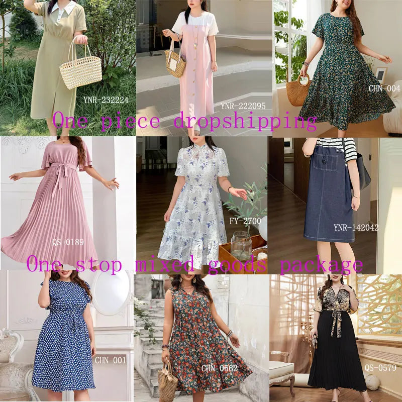 New Summer Style XL-4XL Plus Size Women's Dress Versatile and Fashionable with Elastic Waist Slimming and Loose Fit