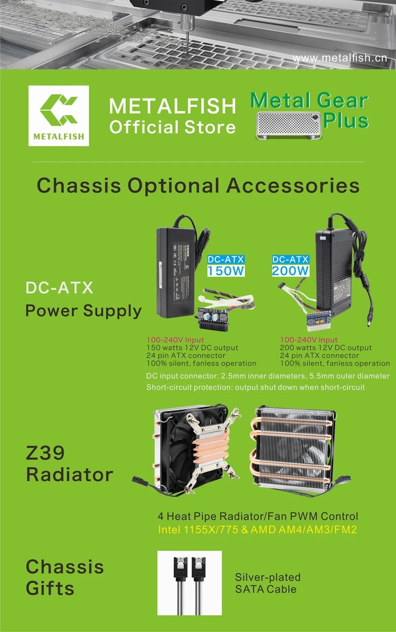 METALFISH MetalGear Plus Aluminum Mini HTPC Case Mini ITX Cases Computer Gaming PC Desktop Case.